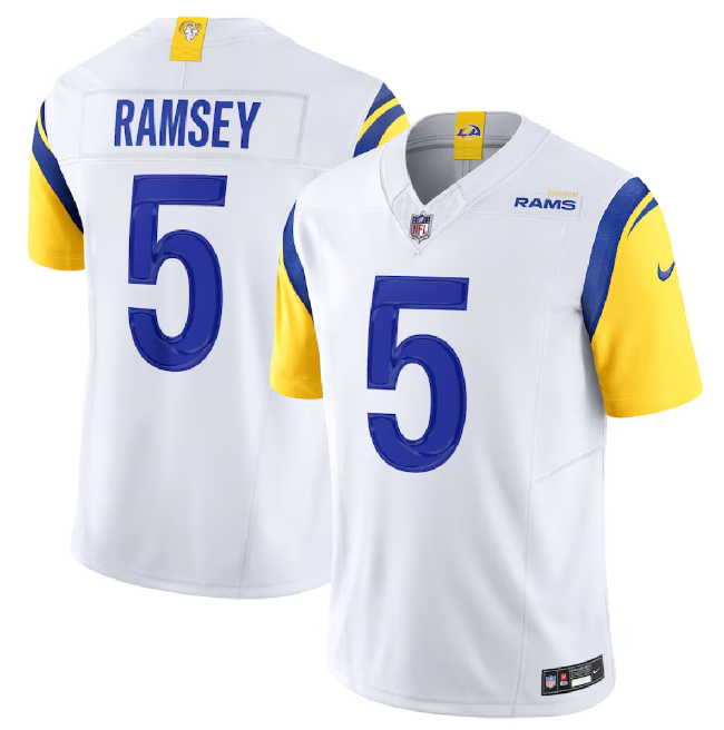 Men's Los Angeles Rams #5 Jalen Ramsey White 2023 F.U.S.E. Vapor Untouchable Limited Football Stitched Jersey